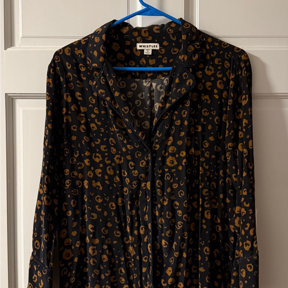 Whistles Black and Brown Animal Print Top